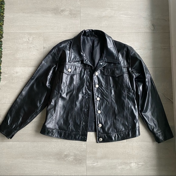 Vintage Shiny Faux Leather Jacket - Picture 1 of 3